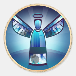 Sticker Rond Blue Angel, design de vacances
