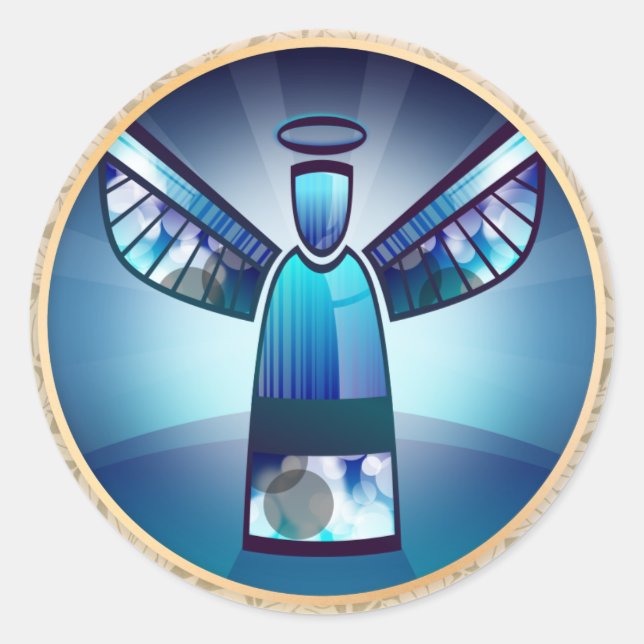 Sticker Rond Blue Angel, design de vacances (Devant)