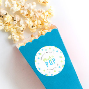 Sticker Rond Blue Aqua Green Confetti Prêt pour le Baby shower 