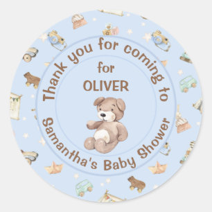 Sticker Rond Blue Boy Baby shower Favoriser