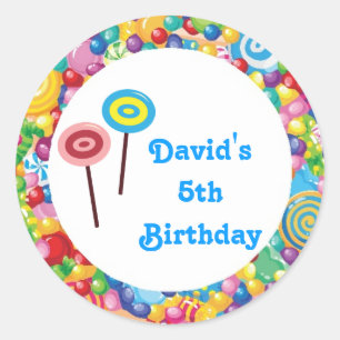 Sticker Rond Blue Boy Candy Shop Anniversaire Fête Favoriser le