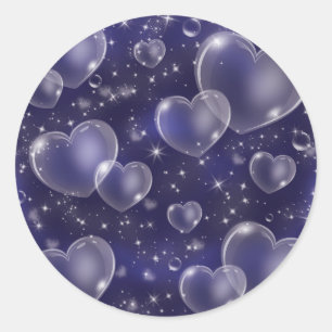 Sticker Rond Blue Bubble Hearts mignon Girly 90's Style Anniver
