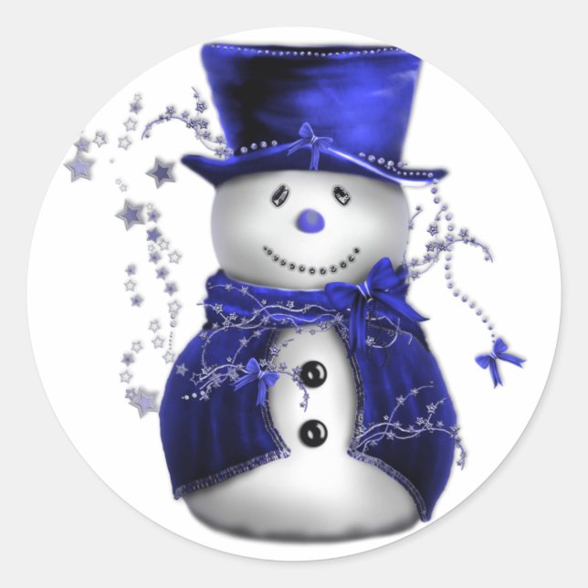 Sticker Rond Blue Christmas Snowman (Devant)