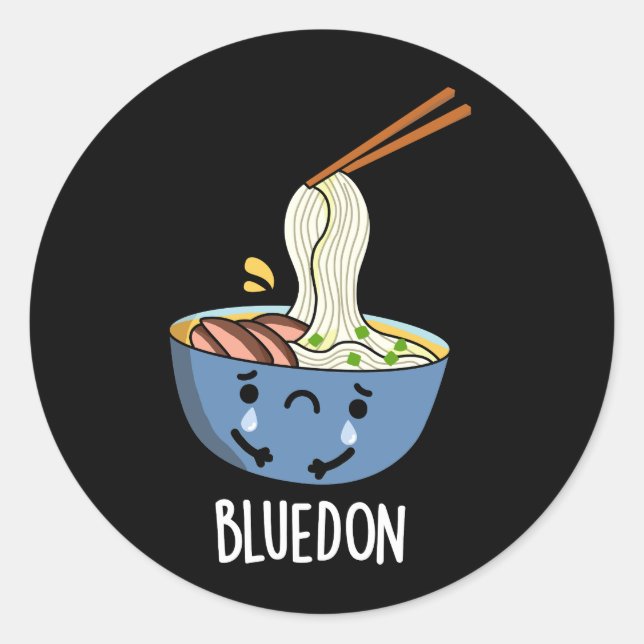 Sticker Rond Blue-don Funny Udon Pun Dark BG (Devant)