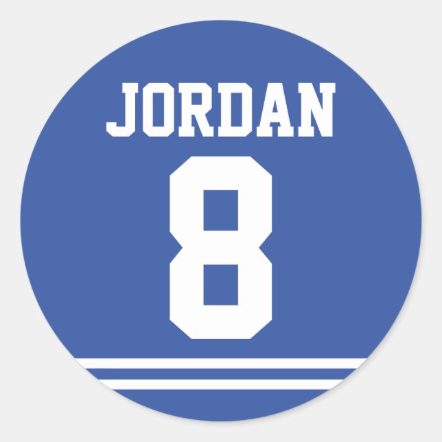 Sticker Rond Blue Football Jersey - Sports Thème Anniversaire (Devant)
