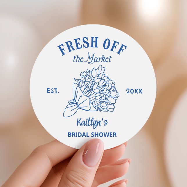 Sticker Rond Blue Fresh Off The Market Enterrement de mariage (Créateur téléchargé)