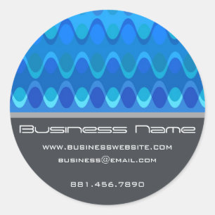 Sticker Rond Blue Funky Super Zig Zag Waves Chevron Motif