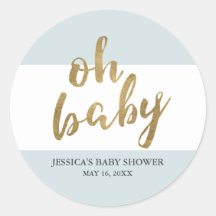 Blue & Gold Modern Stripes Baby shower garçon Favo