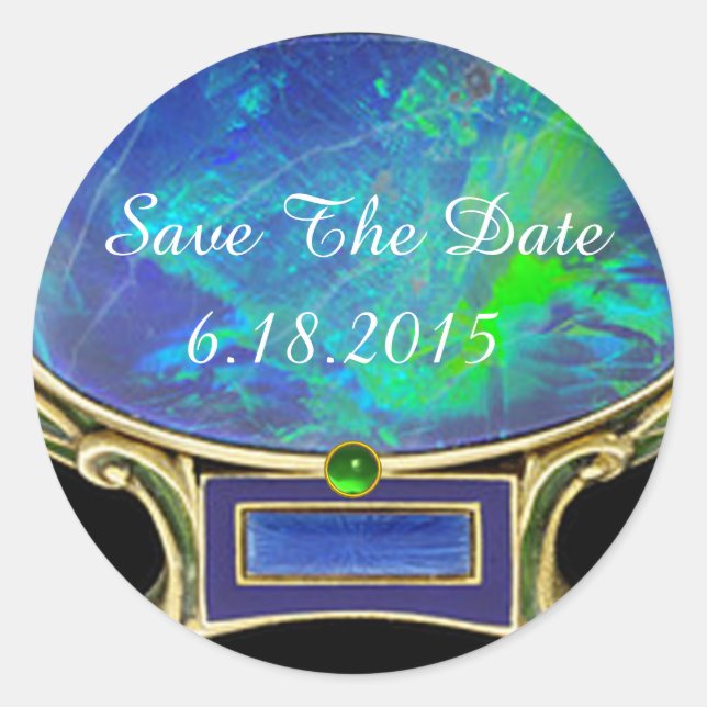 Sticker Rond BLUE GREEN OPAL ANTIQUE GOLD JEWEL Enregistrer la  (Devant)