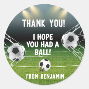 Sticker Rond Blue Green Soccer Stadium Sports Thème Anniversair