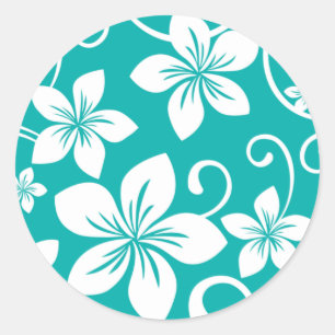 STICKER ROND BLUE HAWAII (TURQUOISE)