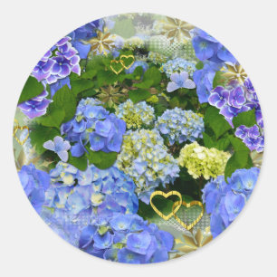 Sticker Rond BLUE HYDRANGEA ~ Cachets d'enveloppes