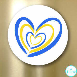 Sticker Rond Blue Jaune Heart Ukraine inspiré Paix anti-guerre