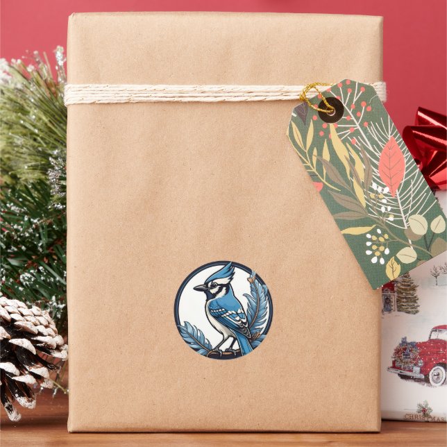 Sticker Rond Blue Jay Bird (vacances)