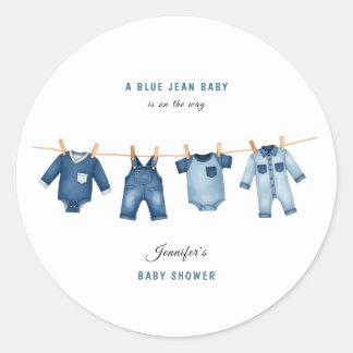 Sticker Rond Blue Jean Baby Shower - Denim Theme
