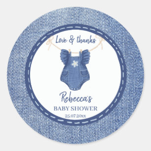 Sticker Rond Blue jean filles denim baby shower merci pour