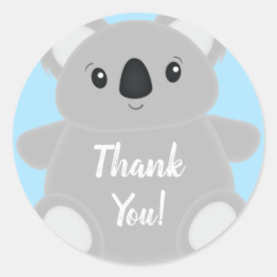 Sticker Rond Blue Koala Bear Baby shower