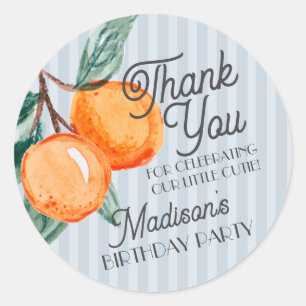 Sticker Rond Blue Little Cutie Citrus Anniversaire Fête Favoris