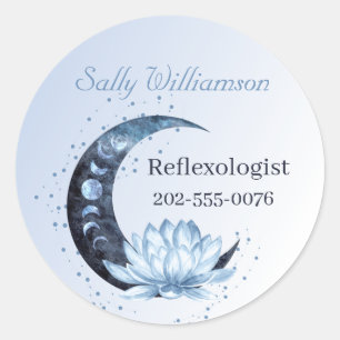 Sticker Rond Blue Lotus Flower Lune Business Promotion