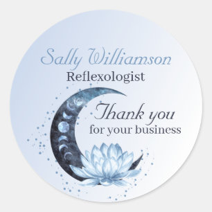 Sticker Rond Blue Lotus Flower Moon Appréciation de l'entrepris