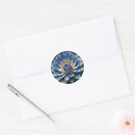 Sticker Rond Blue Lotus Flower Spirituel Zen Art