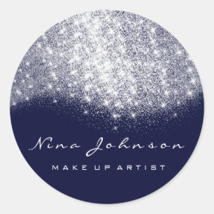 Sticker Rond Blue Navy Argent Gris Parties scintillant Maquilla