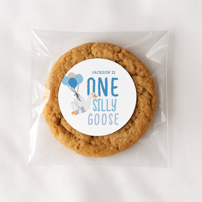 Sticker Rond Blue One Silly Goose 1er anniversaire (Créateur téléchargé)