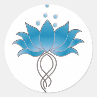 Sticker Rond Blue Open Lotus