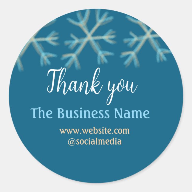 Sticker Rond Blue orange snowflakes ajouter nom commercial noël (Devant)