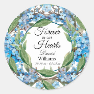 Sticker Rond Blue Oubliez Moi Pas Fleurs Funérailles