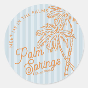 Sticker Rond Blue Palm Spring Pastel Beach Party Enveloppe Favo