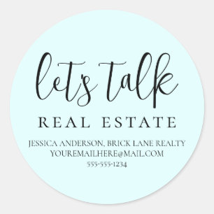 Sticker Rond Blue Parlons immobilier Coordonnées