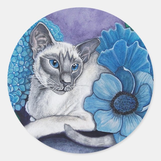 Sticker Rond Blue Point Siamese chat (Devant)