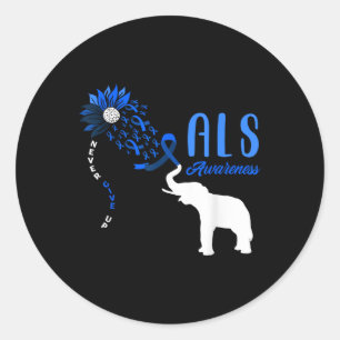 Sticker Rond Blue Ribbon Elephant Als Guerrier Support égalemen