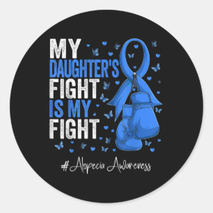 Sticker Rond Blue Ribbon fille Alopecia sensibilisation