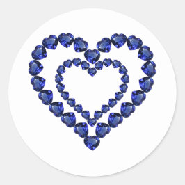 Sticker Rond Blue Sapphire Heart