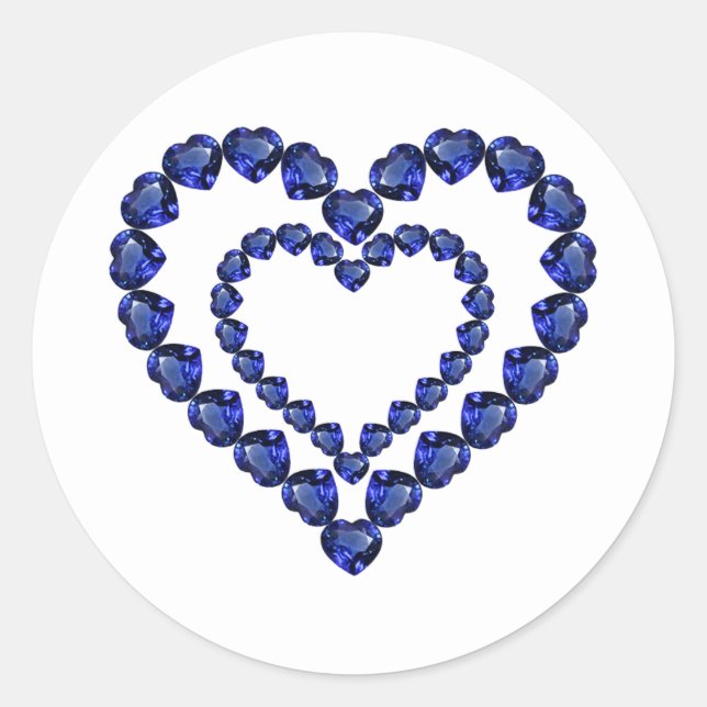 Sticker Rond Blue Sapphire Heart (Devant)