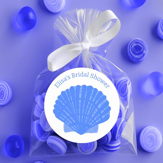 Sticker Rond Blue Seashells CUSTOM Adresse de retour (Blue Seashells CUSTOM Gift Mail Classic Round Sticker
)
