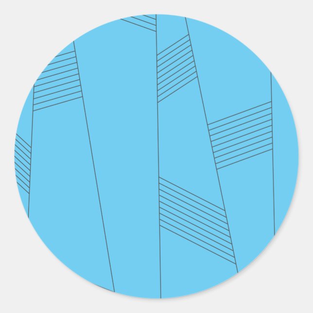 Sticker Rond Blue, simple, elegant, abstract line pattern (Devant)
