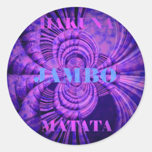 Sticker Rond Blue Sky Hakuna Matata Kenya Giraffe Tissé Art C