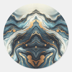 Sticker Rond Blue Turquoise Or Agate moderne Glam Mariage éléga