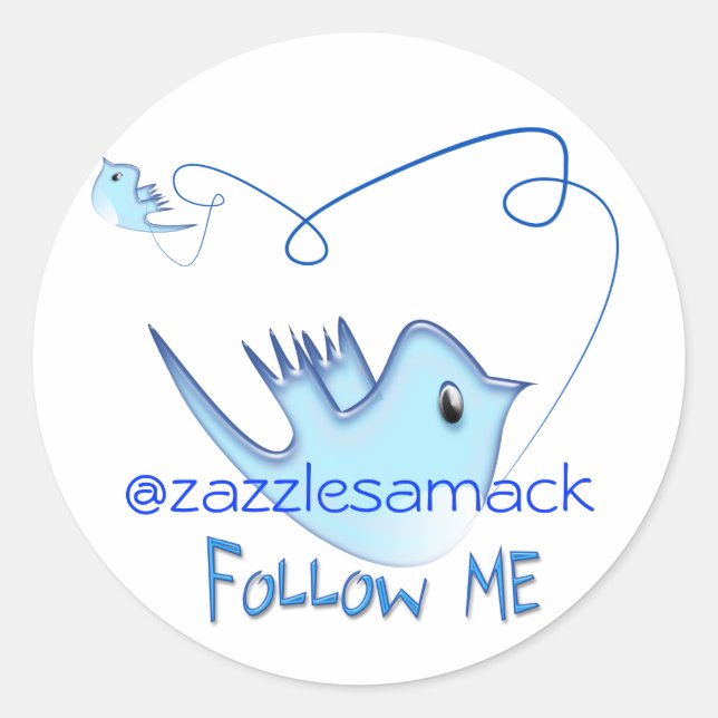 Sticker Rond Blue Twitter Bird Follow Me (Devant)