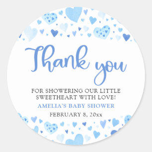 Sticker Rond Blue Valentine Boy Petit Baby shower amoureux