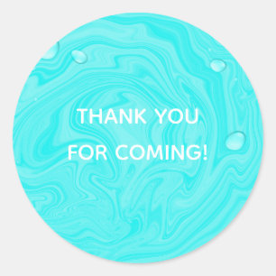 Sticker Rond Blue Water Drops piscine d'été fête d'anniversaire