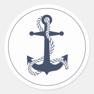 Sticker Rond Blue Wave Ancre Navy/Wht ID836