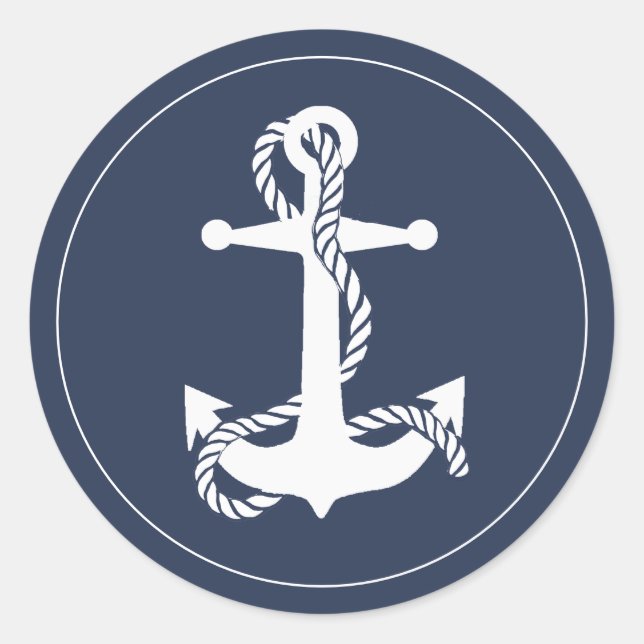 Sticker Rond Blue Wave Ancre Wht/Navy ID836 (Devant)
