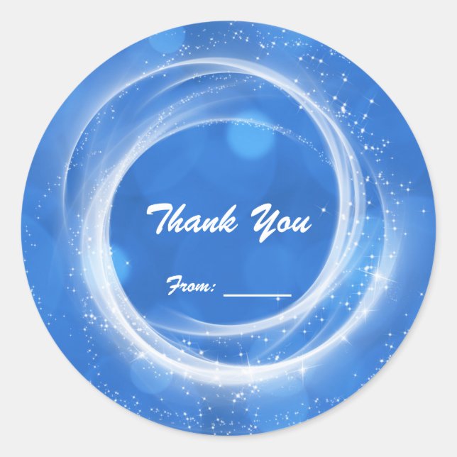 Sticker Rond Blue & White Sparkle Cendrillon N'importe quelle f (Devant)