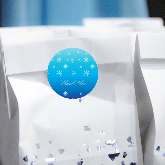 Sticker Rond Blue Winter Wonderland Snowflake Baby Merci (Créateur téléchargé)