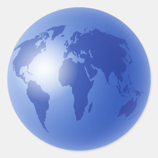 Sticker Rond Blue World Globe (Devant)