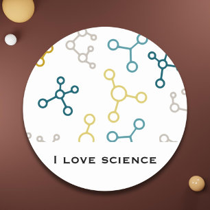 Sticker Rond Blue Yellow Science Molecules papeterie personnell